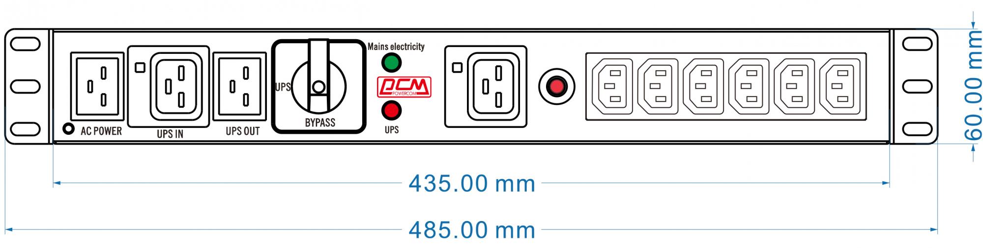 Блок распределения питания (механический переключатель) MBS1607-1C19-6C13