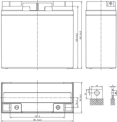 Размеры аккумулятора Powercom PM-12-7.2