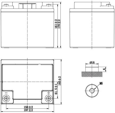 Размеры аккумулятора Powercom PM-12-40